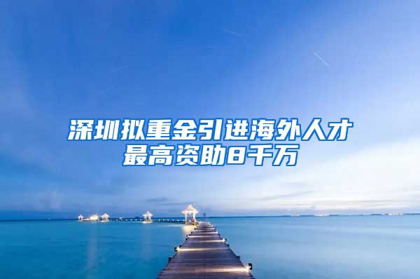 深圳拟重金引进海外人才最高资助8千万