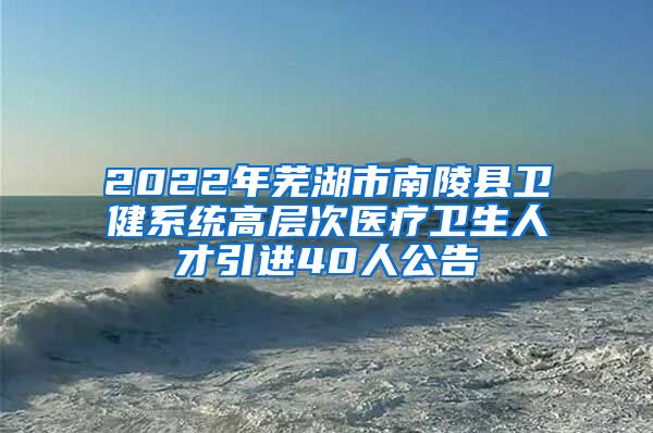 2022年芜湖市南陵县卫健系统高层次医疗卫生人才引进40人公告