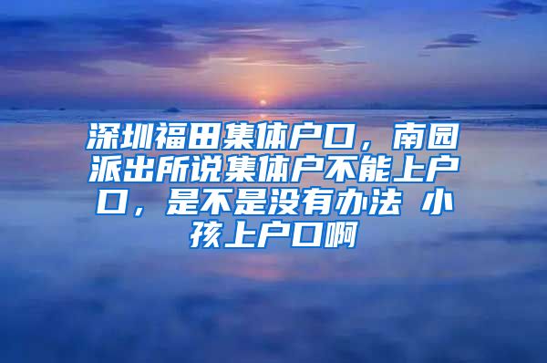 深圳福田集体户口，南园派出所说集体户不能上户口，是不是没有办法給小孩上户口啊