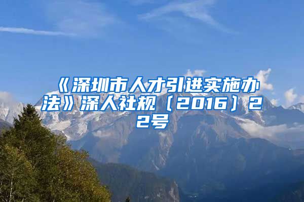 《深圳市人才引进实施办法》深人社规〔2016〕22号