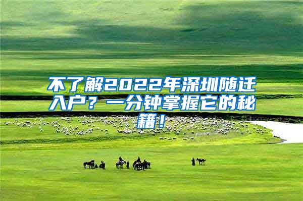 不了解2022年深圳随迁入户？一分钟掌握它的秘籍！