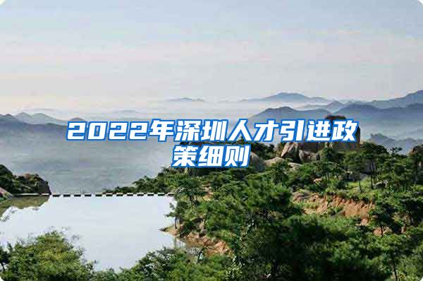 2022年深圳人才引进政策细则