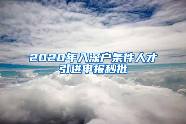 2020年入深户条件人才引进申报秒批