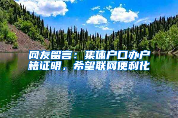 网友留言：集体户口办户籍证明，希望联网便利化