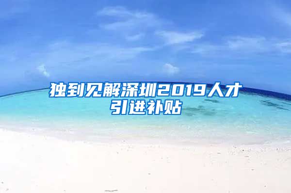 独到见解深圳2019人才引进补贴