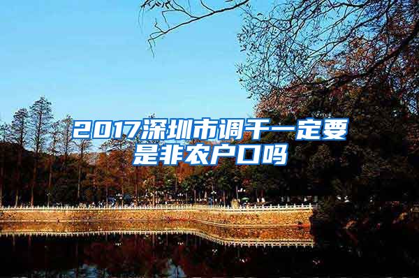 2017深圳市调干一定要是非农户口吗