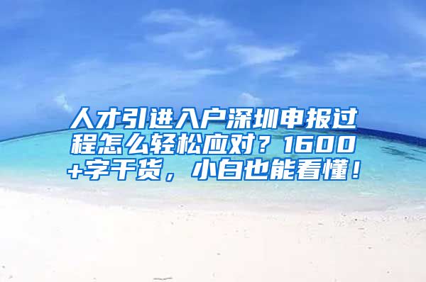 人才引进入户深圳申报过程怎么轻松应对？1600+字干货，小白也能看懂！