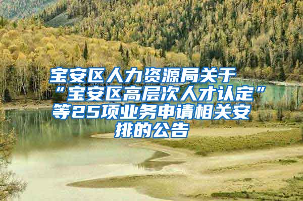 宝安区人力资源局关于“宝安区高层次人才认定”等25项业务申请相关安排的公告