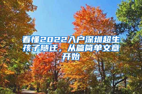 看懂2022入户深圳超生孩子随迁，从篇简单文章开始