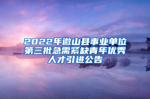 2022年微山县事业单位第三批急需紧缺青年优秀人才引进公告