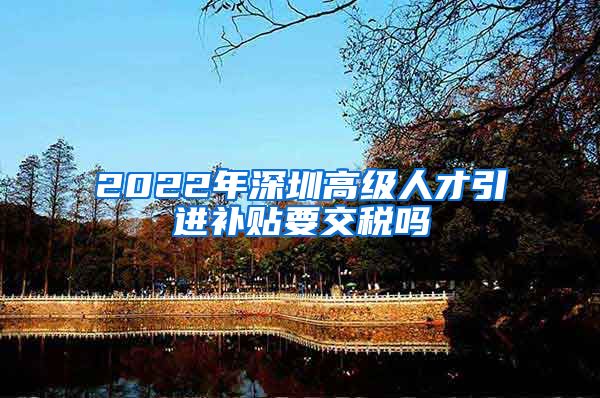 2022年深圳高级人才引进补贴要交税吗