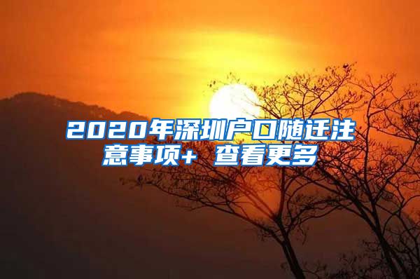 2020年深圳户口随迁注意事项+ 查看更多