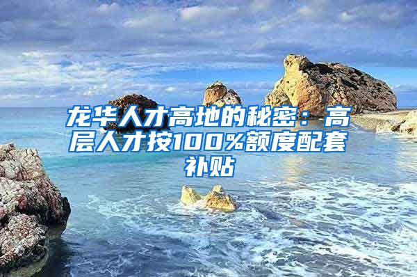 龙华人才高地的秘密：高层人才按100%额度配套补贴