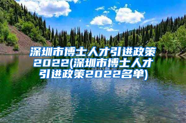 深圳市博士人才引进政策2022(深圳市博士人才引进政策2022名单)