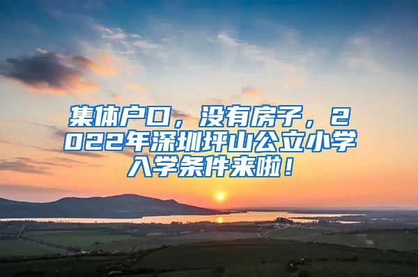 集体户口，没有房子，2022年深圳坪山公立小学入学条件来啦！