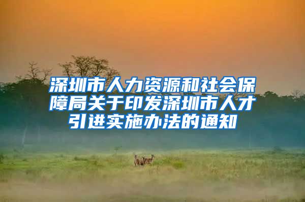 深圳市人力资源和社会保障局关于印发深圳市人才引进实施办法的通知