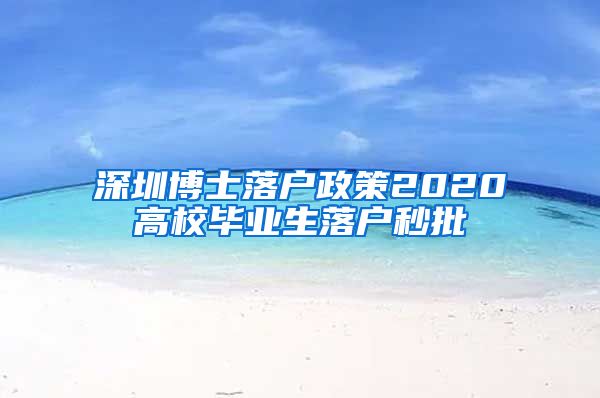 深圳博士落户政策2020高校毕业生落户秒批