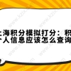 上海积分模拟打分：积分个人信息应该怎么查询？